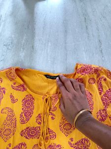 Yellow Paisley Print Kurti