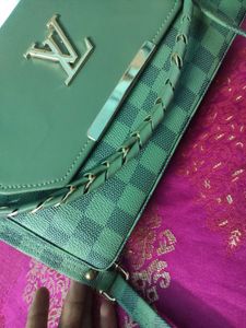 Green Checkered Crossbody Bag