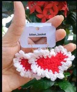 Handmade Crochet Heart Earrings