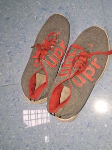 Gray &amp; Red Athletic Sneakers
