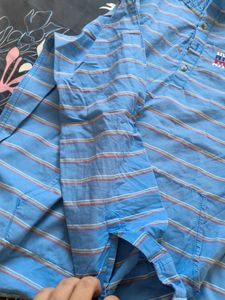 Blue Striped Hooded T-Shirt