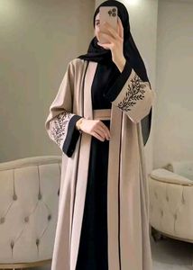 Biege black jacket abaya