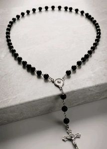 Elegant Black Rosary Necklace