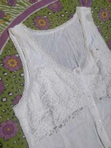 Vintage White Lace Trim Camisole Top