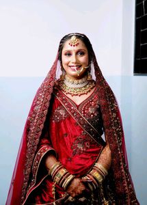 Stunning maroon Bridal Lehenga with double dupatta