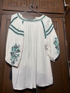 Boho Tassel Detail Cream Tunic Top