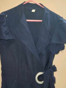 Stylish Navy Blue Wrap Dress  with inner 👗
