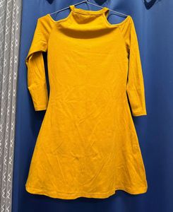 Mustard Yellow Cold Shoulder Dress