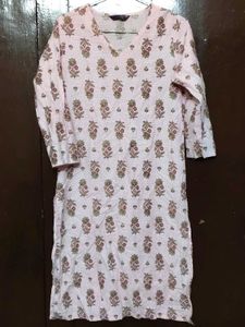 Pink Printed Cotton Kurta