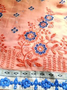 Peach Floral Saree