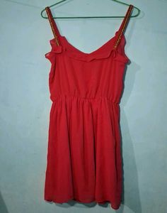 Red Ruffled Spaghetti Strap Dress
