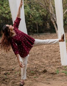 Maroon Printed peplum top/Kurta