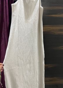 Neutral Ribbed Knit Maxi Dress