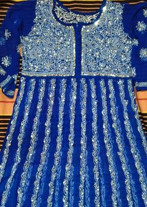 combo of Embellished Royal Blue and Red kurti with