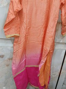 Peach &amp; Pink Embroidered Kurti