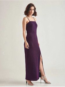 Sparkling Purple Maxi Dress with High Slit