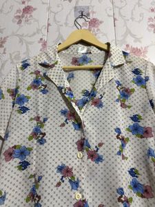Vintage Floral Print Button-Up Shirt
