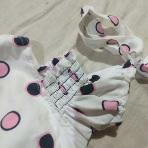 Cute Polka Dot Cold Shoulder Top &amp; Skirt Set