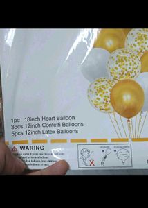 9pcs Gold &amp; White Party Balloons set of -2