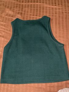 Solid Teal Ribbed Crop Tank Top