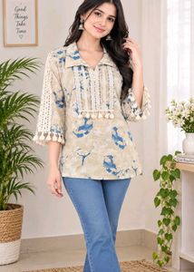 Floral Print chikankari cotton Kurta