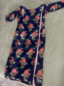 Navy Blue Floral weaves Kurta