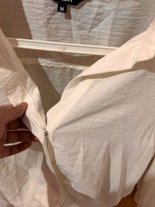 Nuon Chic Cream Ruched Crop Shirt