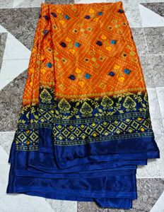 Vibrant Orange Silk Saree
