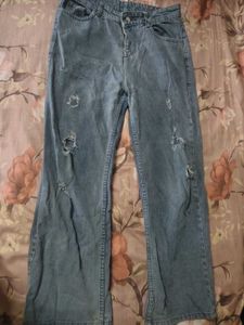 Ripped Wide-Leg Jeans