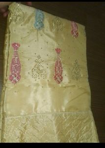 Muslin Creme Suit With Embroidered Front