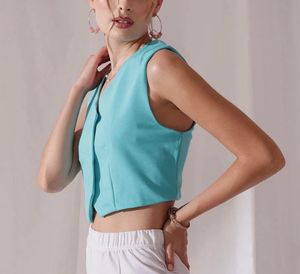 Turquoise Cropped Vest Top
