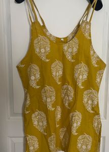Mustard Yellow Kurta with White Print