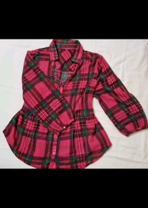 Pink Plaid Long Sleeve Tunic Top