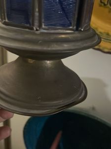 Antique stained glass brass Lanterns (Set of2)