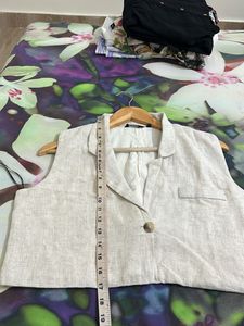 Linen blend blazer top