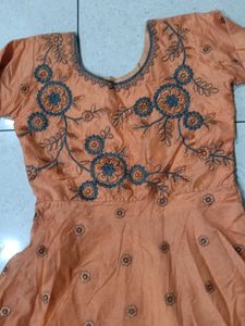 Elegant Orange Embroidered Gown