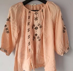 Embroidered Peachy Pink Kurta