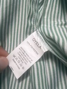 OYELA Striped Green Peplum Blouse – With Tags