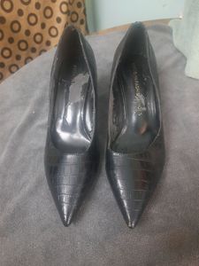 Black Synthetic Leather Heels (Taiwan)