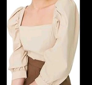 Trendyol Beige Puff Sleeve Blouse