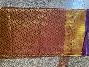 Unused Maroon Silk Saree with Blouse(L, Alterable)