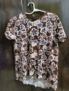 Brown Floral Print Top