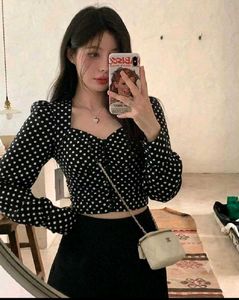 New with tag Chic Polka Dot Long Sleeve Crop Top