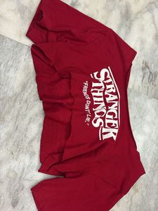 y2k Stranger Things off shoulder cropped tshirt