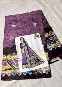 Fancy cotton blend Batik Print Saree
