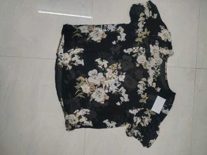 MIDNIGHT BLOOM CHIFFON TOP