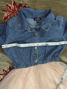 Girls Denim &amp; Tulle Dress