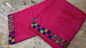 Vibrant Pink Saree with Blue Blouse