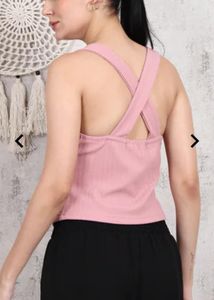 Cute Mauve Button-Down Crop Top