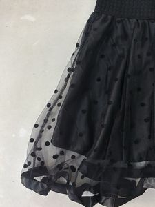 Black Polka Dot Asymmetrical Skirt